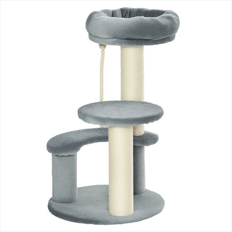 Arbre à chat Ø 40 x 65 cm avec sisal 3 plateformes et corde à (1/5)