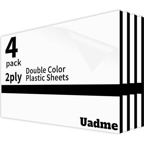 Feuille Plastique ABS, 30x20cm 1,3mm, 4 Plaques pour Gravure Laser, Plaque Gravée Personnalisée, pour Bureau à Domicile (Noir sur Blanc) (1/5)