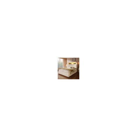 Lit coffre enfant 90x200 cm avec éclairage LED et ports USB-Type-C, velours, sans matelas, sans fond, beige (1/5)
