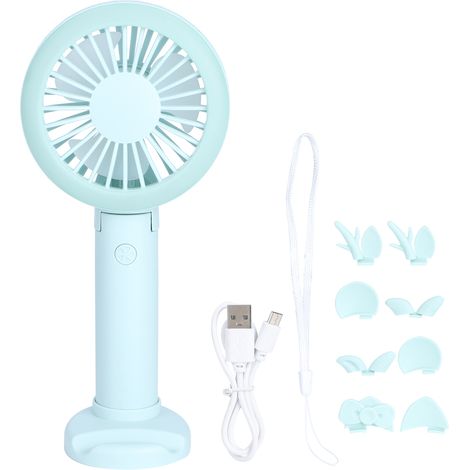 Ventilateur de Poche Rechargeable USB - Mini Ventilateur de Table pour Voyage Bureau Maison Vert