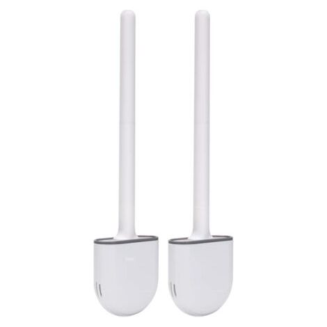 Brosse Toilette Silicone,(2 pièces) Brosse Toilettes WC,Brosse WC Silicone et SupportsAvec des Poils Doux et Une Poignée Antidérapante Brosse Toilette Silicone Nettoyage Rapides Brosse WC Suspe (1/5)