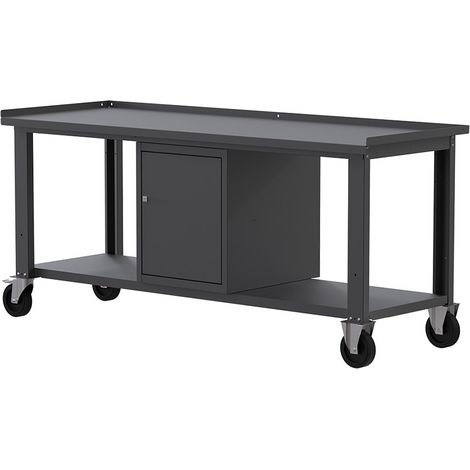 Banco da lavoro con ruote SOGI X3N116AR - 2 m - piano in acciaio - armadio con anta (1/4)
