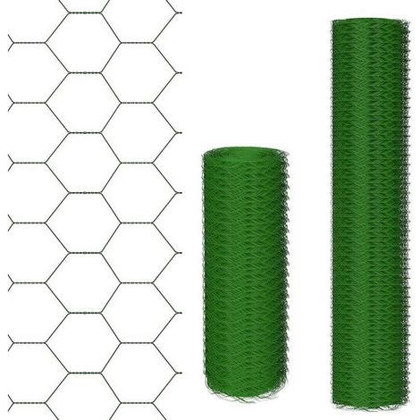 Metallgitter - DAYPLUS - Gitter mit 6 Ecken - 0,5 x 25 m - Grünes PVC - Maschenweite 25 mm