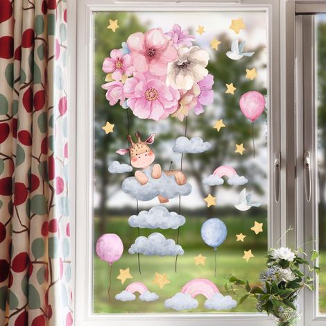 Décoratif Girafe Autocollant Statique Anti-Collision Oiseaux - 1 Pièce Film Fenêtre Sans Adhésif, Protection Transparente pour Vitres Maison (1/5)