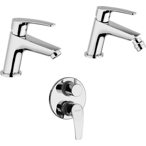 Set miscelatori Jacuzzi Rubinetteria Lucente lavabo bidet per piletta click clack e incasso doccia con deviatore due uscite (1/5)