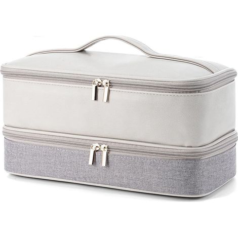 Sac de Transport Compatible Sèche-Cheveux Shark Double Étage Imperméable Pour Outils Coiffure Fer à Boucler Accessoires Voyage Gris (1/5)