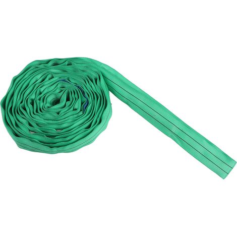 Élingue de levage 4 m, capacité 2 tonnes, vert, renforcée à double œil, sangle en polyester flexible pour grue et palan. (1/5)