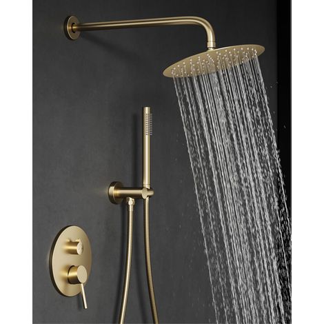 Colonne de Douche Encastrable Or Brossé, Ensemble de Douche avec Mitigeur (1/5)