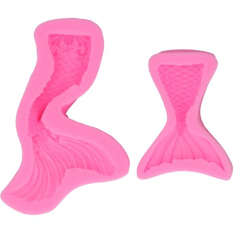 Moule silicone 3D queue de sirène rose lavable démoulage facile DIY savon fondant décoration gâteau (1/5)