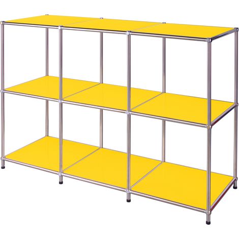 Étagère métal chromé design épuré, Concept Epuré MK-018 : 3 étages, Jaune, 82 x 40 x 116 cm