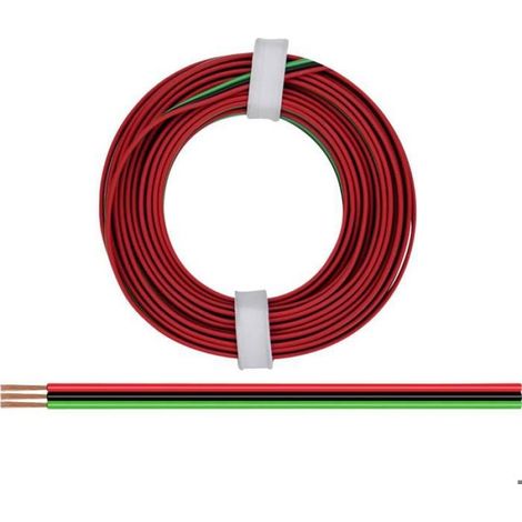 Fil De Câblage - 3 X 0.14 Mm² - Rouge Vert Noir - Isolé Plastique - Pour Modélisme Ferroviaire - 5 M