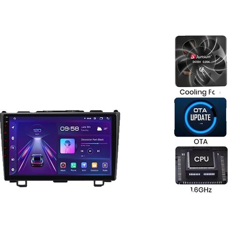 Autoradio, Écran Tactile, Support Multimédia, Compatible avec Honda CR-V 3 2007-2011, V1 Plus (6 Go 128 Go) B Cam (1/2)