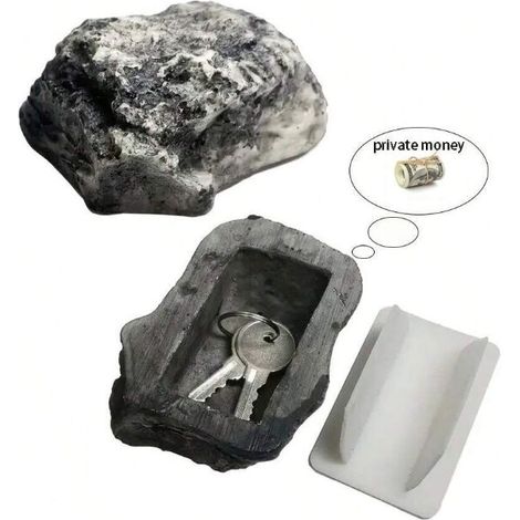 Schlüsselverstecke aus Stein, Schlüsselkästchen aus Stein, Versteckte Aufbewahrungsbox für Ersatzschlüssel (unsichtbarer Stein), Optik und Haptik echter Steine, Sicherheit für Garten oder Hof