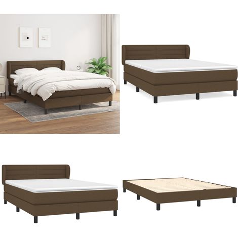 Boxspringbett mit Matratze Dunkelbraun 140x200 cm Stoff - Boxspringbett - Doppelbett - Bettenrahmen - Lattenrost - Matratze - Home & Living (1/5)