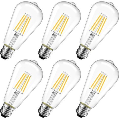 6er-Pack E27 ST64 LED-Filamentlampen, 806 lm, warmweiß (2700 K), Retro-Edison-Design für Kronleuchter und Inneneinrichtung (1/5)