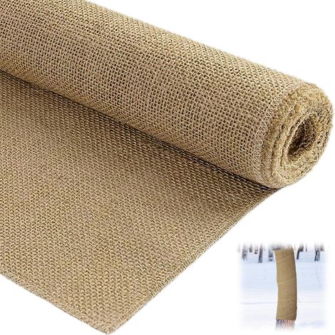 Rouleau de tissu en toile de jute, 40 cm x 6 m pour envelopper les arbres et protéger le tronc, protection contre le gel et le gel pour les plantes (1/5)