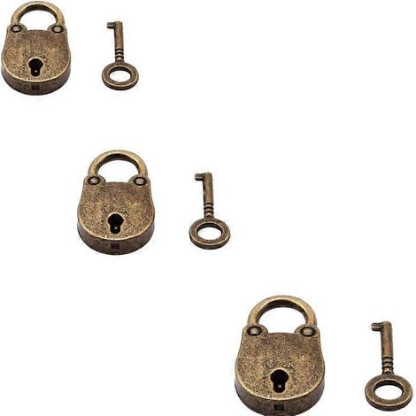 stuks vintage hangsloten van zinklegering, 21x36,5 mm, in de vorm van een beer, roestvrij, mini, robuust vintage hangslot met 3 sleutels voor kleine bagage, koffers, koffers, enz. (1/5)