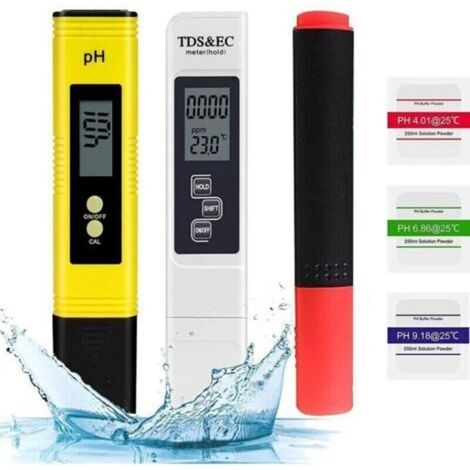 3-teiliges Wasserqualitätsmessgerät: Elektronisches pH-Meter, TDS- und EC-Temperaturmessgerät, Mineralien-Teststift, 4-in-1-Wasserqualitätsmessgerät mit LCD-Bildschirm, hohe Präzision