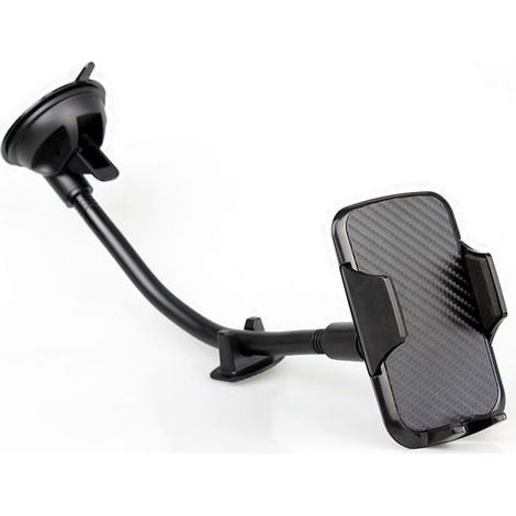 Support Téléphone Voiture Ventouse, 360° Pare-Brise Telefoon Houder Auto, tuyau rallongé de 320 mm,Noir (1/4)