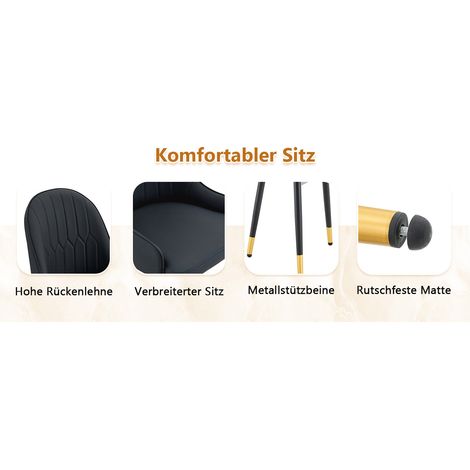 Silla de comedor, set de 2, 47,3 x 44 x 91 cm, negro (1/5)