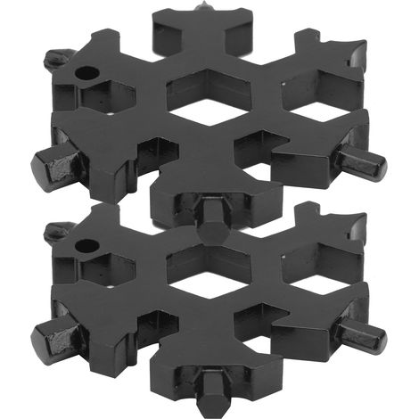 Lot de 2 tournevis cruciformes plats en forme de flocon de neige 19 en 1, outil clé flocon de neige, noir (1/5)