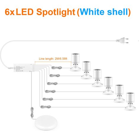 (6 bandes, lumière blanche froide) Spots encastrés, interrupteur tactile à intensité variable, compatible avec la norme européenne 220V. (1/5)