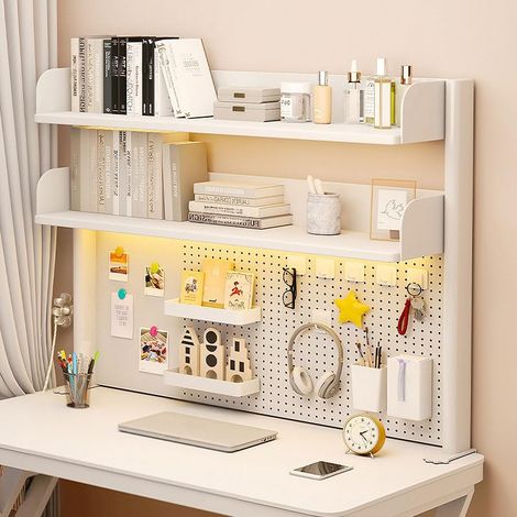 Petite étagère à livres à clipser : pour dortoir, maison, 3 étagères, bureau, ordinateur, accessoires de bureau, organiseur, étagère de rangement réglable (blanc, 60 x 95 cm) (1/5)