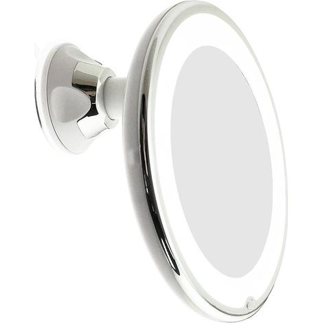 Miroir grossissant Longziming avec éclairage LED - Grossissement x10 - Miroir de maquillage à ventouse - Rotation à 360° - Idéal pour la salle de bain et les voyages (1/5)