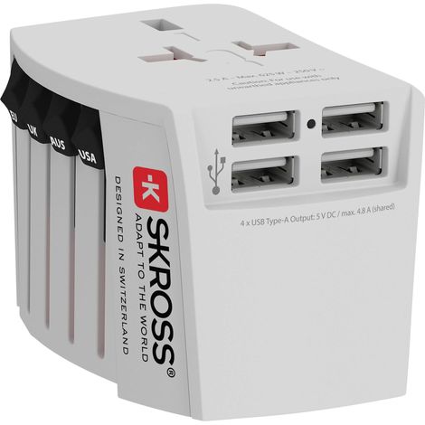 Skross 1302961 Adaptateur de voyage MUV USB (4xA)