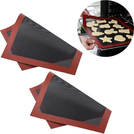 2 pièces Tapis de Cuisson en Fibre de Verre Antiadhésif pour Four, Moule à Gâteau en Silicone, Accessoire de Pâtisserie (1/5)