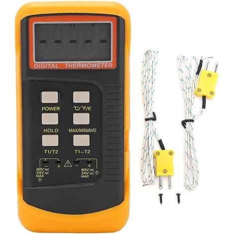 DT6802 Digitales Temperaturmessgerät, Zweikanal-Thermometer für den Innen- und Außenbereich