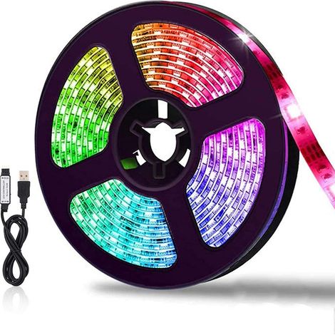 Striscia LED 5M Multicolore Luce Calda 3000K Adesiva USB per TV RGB TE-B0311 (1/5)