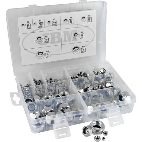 Dadi autobloccanti Jbm 228 pezzi inserto in nylon organizzati