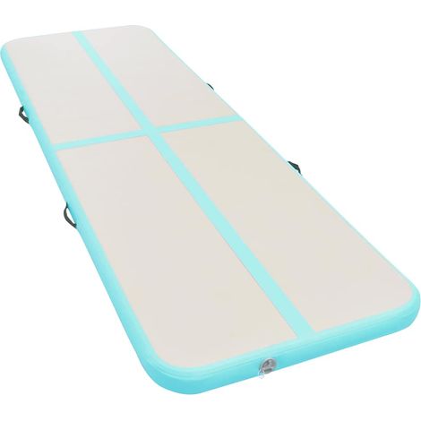 Tapis gonflable de gymnastique avec pompe 300x100x10cm PVC Vert (1/5)