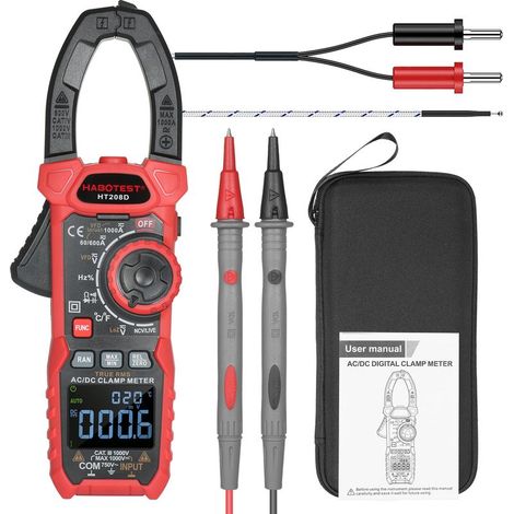 HT208D - Pince multimètre TRMS AC/DC avec thermocouple et testeur - Livré sans piles (1/2)
