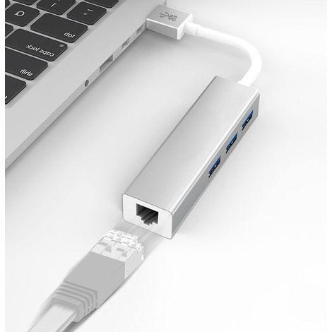 Adaptateur Ethernet USB, Connecteur Ethernet EP-9606 Gigabit Ethernet RJ45 USB3.0, Station d'accueil Haute Vitesse 10M 100M 1000M, Connecteur Ethernet USB pour Ordinateur Portable (1/5)