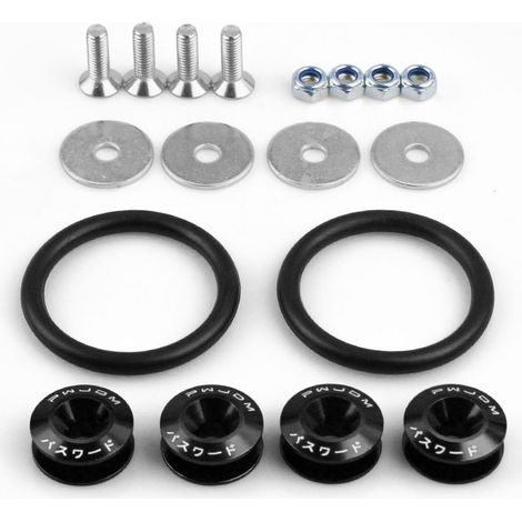 JDM Car Front and Rear Bumper Reinforcement Washers, Reinforcement Screws, Modified Shims, Bumper Quick-Release Clips, and Surround Buckles - Black (1/4)