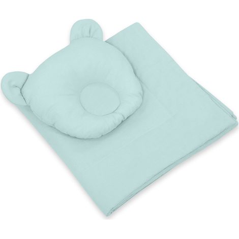 Ropa de cama para bebé con relleno, edredón y almohada contorneada Teddy Bear - Juego de 2 piezas - menta (1/5)