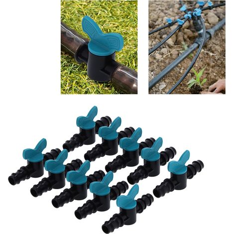 Zahnstangen-Bewässerungsarmatur  Schlauchtüllen  50 Kunststoffventile  Schlauchdurchmesser 16 mm  10 x 5,5 x 2,5 cm  Blauer Griff (1/5)