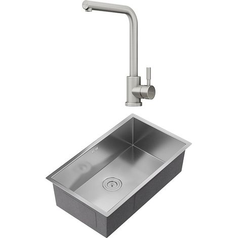 Set lavandino 76 x 45 cm SOELA + rubinetto ROFILA in Acciaio inossidabile Grigio (1/4)