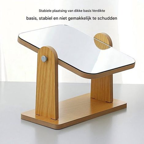 Miroir De Maquillage De Table En Bois, 360° Rotatif Inclinable, Miroir Grossissant HD, 25 x 22 cm (1/4)