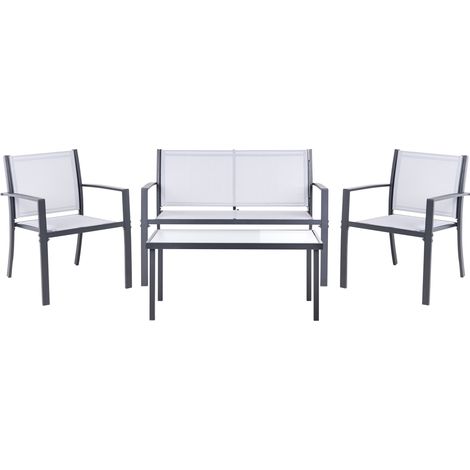 Conjunto de jardín moderno industrial sofá con sillones 4 plazas con mesa gris Tavoleto (1/5)