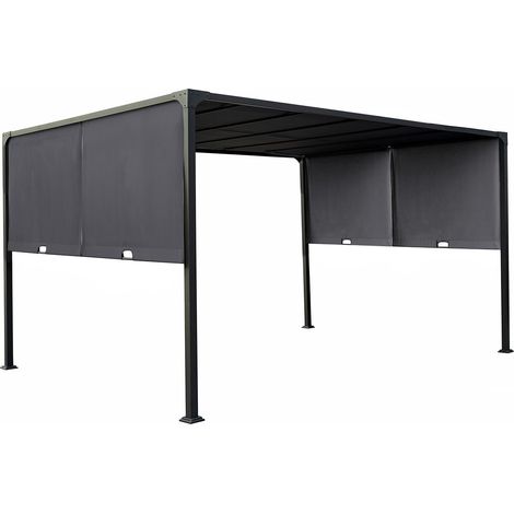Pergola con tetto scorrevole in metallo "Courtenay" - 3 x 4 m - Grigio