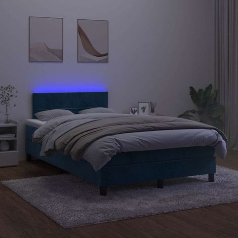 Boxspringbett mit Matratze & LED Dunkelblau 120x190 cm Samt (1/5)