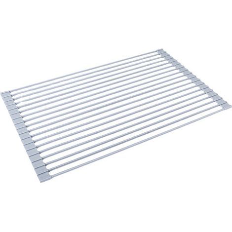 Escurreplatos plegable de acero inoxidable para fregadero, soporte para paños de cocina, frutas y verduras (gris (43 x 35 cm)) (1/5)