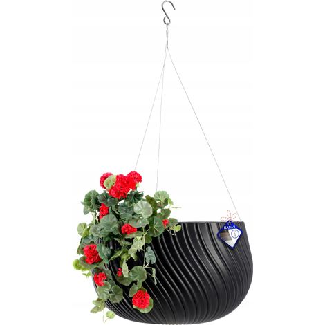 KADAX Hängetopf, Blumenampel mit Kette und Haken, 32 cm, Anthrazit
