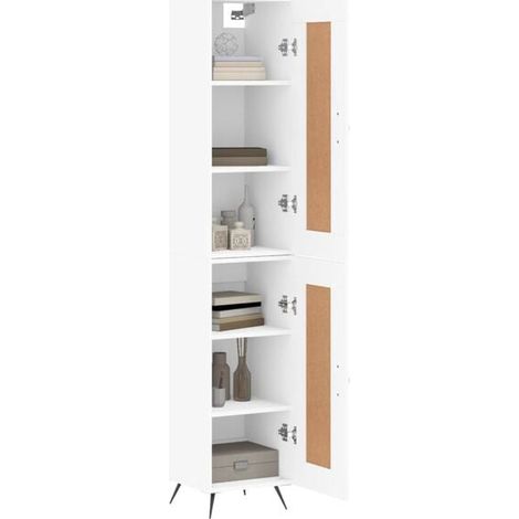 Buffet de Cuisine Blanc, Meuble Rangement Hauteur 180 cm, Étagère Multifonction en Bois d'Ingénierie pour Salon et Salle à Manger, Design Moderne et Élégant (1/5)
