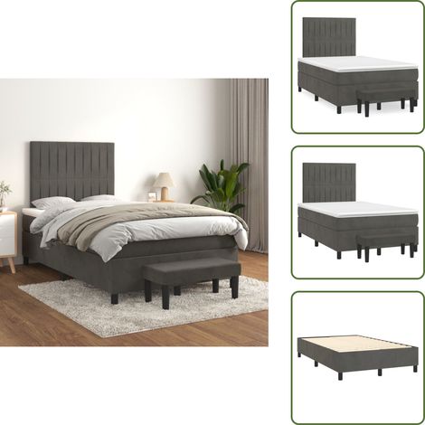 Boxspringbett mit Matratze Dunkelgrau 120x200 cm Samt - Samtbett - Boxspringbett - Doppelbett - Bettenrahmen - Nachttisch (1/5)