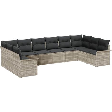 Maison Exclusive - Gartensofa-set mit Speicher 10 pcs Hellgrau Po