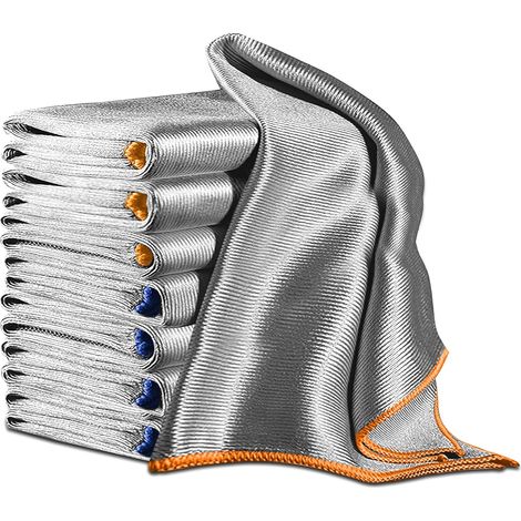 Chiffons de nettoyage à effet miroir, jaunes et bleu foncé, 3030cm (8 pièces), pour nettoyer et éliminer les taches d'eau. (1/5)